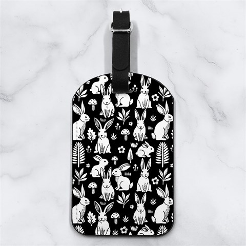 Easter bunny pattern Nappa Leather Luggage Tag Rectangle from ArtsNow.com Front