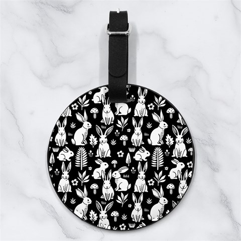 Easter bunny pattern Nappa Leather Luggage Tag Round from ArtsNow.com Front
