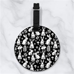Easter bunny pattern Nappa Leather Luggage Tag Round