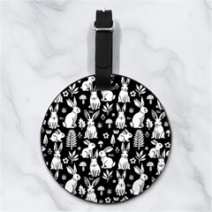 Easter bunny pattern Nappa Leather Luggage Tag Round from ArtsNow.com Back