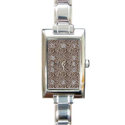Brown Beige Snake Pattern Rectangle Italian Charm Watch from ArtsNow.com Front