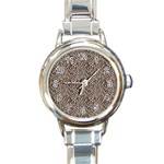 Brown Beige Snake Pattern Round Italian Charm Watch