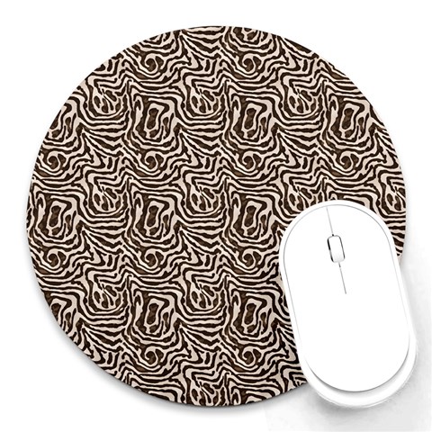 Brown Beige Snake Pattern Round Mousepad from ArtsNow.com Front