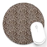 Brown Beige Snake Pattern Round Mousepad
