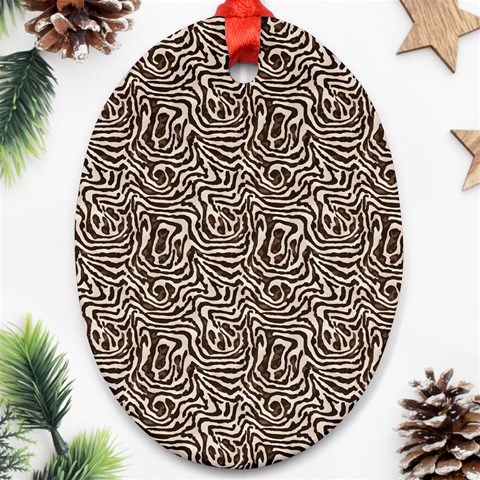 Brown Beige Snake Pattern Ornament (Oval) from ArtsNow.com Front