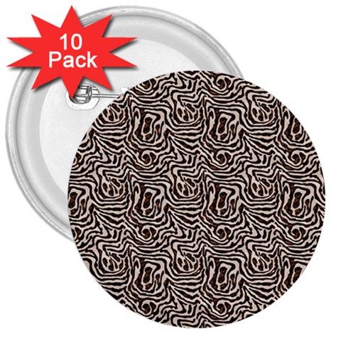 Brown Beige Snake Pattern 3  Buttons (10 pack)  from ArtsNow.com Front