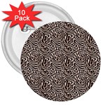 Brown Beige Snake Pattern 3  Buttons (10 pack) 