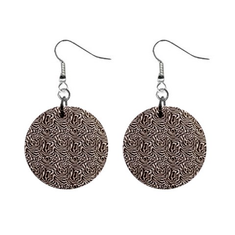 Brown Beige Snake Pattern Mini Button Earrings from ArtsNow.com Front