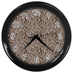 Brown Beige Snake Pattern Wall Clock (Black)