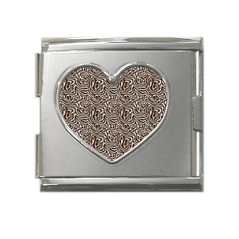 Brown Beige Snake Pattern Mega Link Heart Italian Charm (18mm) from ArtsNow.com Front