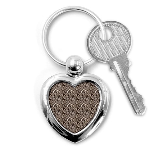 Brown Beige Snake Pattern Key Chain (Heart) from ArtsNow.com Front