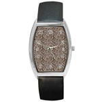 Brown Beige Snake Pattern Barrel Style Metal Watch