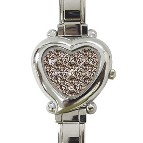 Brown Beige Snake Pattern Heart Italian Charm Watch from ArtsNow.com Front
