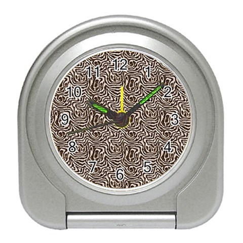 Brown Beige Snake Pattern Travel Alarm Clock from ArtsNow.com Front
