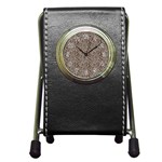 Brown Beige Snake Pattern Pen Holder Desk Clock