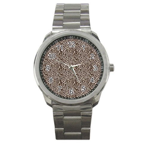 Brown Beige Snake Pattern Sport Metal Watch from ArtsNow.com Front