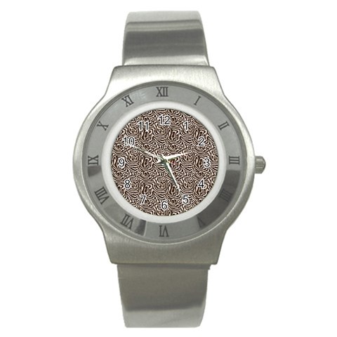 Brown Beige Snake Pattern Stainless Steel Watch from ArtsNow.com Front