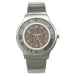 Brown Beige Snake Pattern Stainless Steel Watch