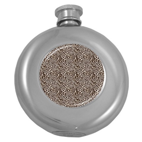 Brown Beige Snake Pattern Round Hip Flask (5 oz) from ArtsNow.com Front