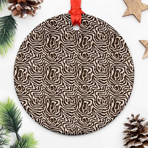 Brown Beige Snake Pattern Round Ornament (Two Sides) from ArtsNow.com Front
