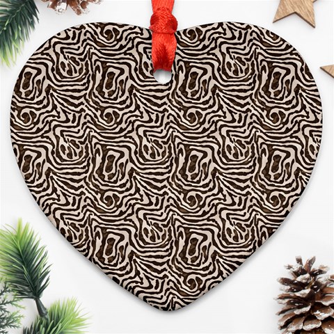 Brown Beige Snake Pattern Heart Ornament (Two Sides) from ArtsNow.com Front