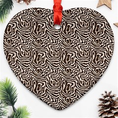 Brown Beige Snake Pattern Heart Ornament (Two Sides) from ArtsNow.com Back