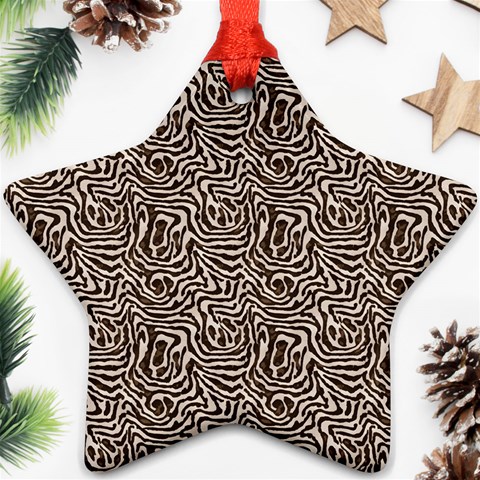 Brown Beige Snake Pattern Star Ornament (Two Sides) from ArtsNow.com Front