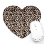 Brown Beige Snake Pattern Heart Mousepad