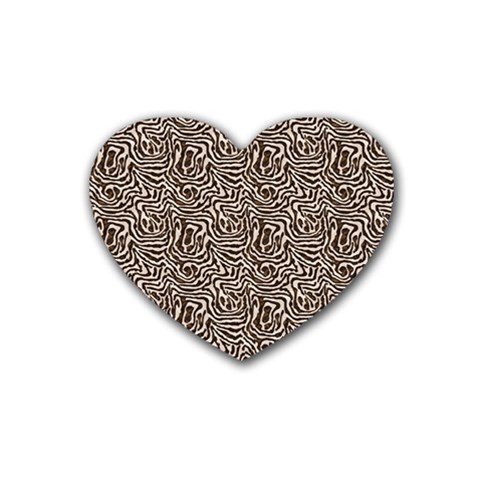 Brown Beige Snake Pattern Rubber Heart Coaster (4 pack) from ArtsNow.com Front