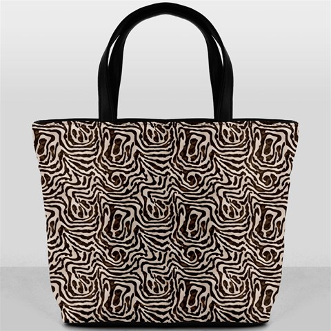 Brown Beige Snake Pattern Bucket Bag from ArtsNow.com Front