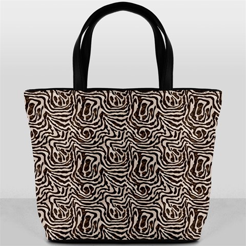 Brown Beige Snake Pattern Bucket Bag from ArtsNow.com Back