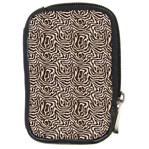 Brown Beige Snake Pattern Compact Camera Leather Case from ArtsNow.com Front