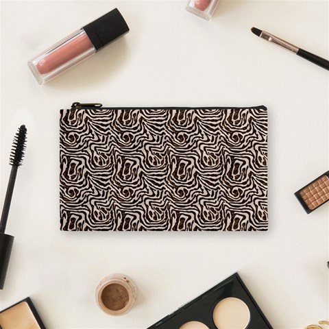 Brown Beige Snake Pattern Cosmetic Bag (Small) from ArtsNow.com Front