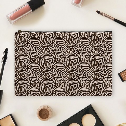 Brown Beige Snake Pattern Cosmetic Bag (Large) from ArtsNow.com Front