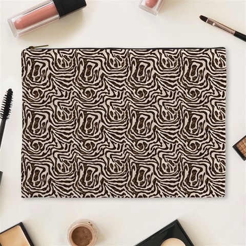 Brown Beige Snake Pattern Cosmetic Bag (XL) from ArtsNow.com Front