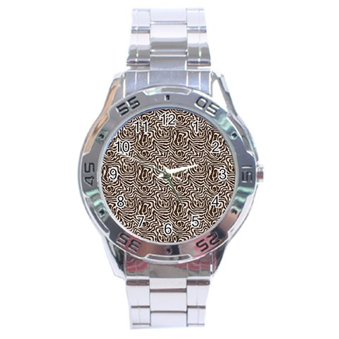 Brown Beige Snake Pattern Stainless Steel Analogue Watch from ArtsNow.com Front