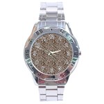 Brown Beige Snake Pattern Stainless Steel Analogue Watch