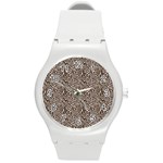 Brown Beige Snake Pattern Round Plastic Sport Watch (M)