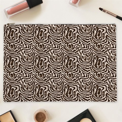 Brown Beige Snake Pattern Cosmetic Bag (XXL) from ArtsNow.com Front