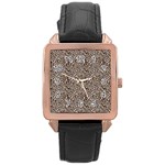 Brown Beige Snake Pattern Rose Gold Leather Watch 