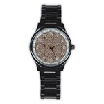 Brown Beige Snake Pattern Stainless Steel Round Watch