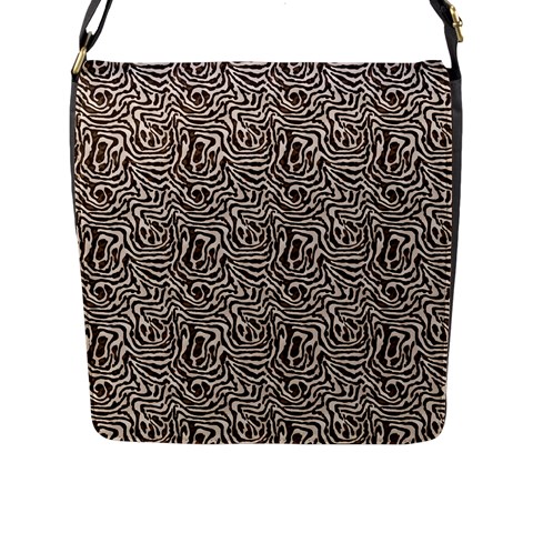 Brown Beige Snake Pattern Flap Closure Messenger Bag (L) from ArtsNow.com Front