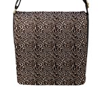 Brown Beige Snake Pattern Flap Closure Messenger Bag (L)