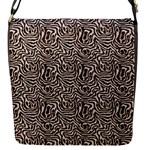 Brown Beige Snake Pattern Flap Closure Messenger Bag (S)