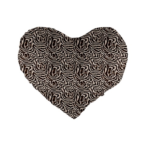 Brown Beige Snake Pattern Standard 16  Premium Flano Heart Shape Cushions from ArtsNow.com Front
