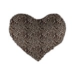 Brown Beige Snake Pattern Standard 16  Premium Flano Heart Shape Cushions
