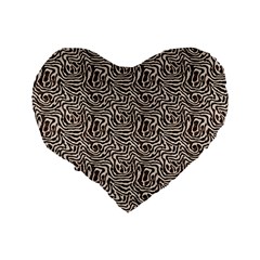 Brown Beige Snake Pattern Standard 16  Premium Flano Heart Shape Cushions from ArtsNow.com Back