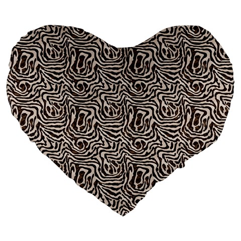 Brown Beige Snake Pattern Large 19  Premium Flano Heart Shape Cushions from ArtsNow.com Front