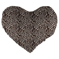Brown Beige Snake Pattern Large 19  Premium Flano Heart Shape Cushions from ArtsNow.com Front