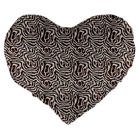 Brown Beige Snake Pattern Large 19  Premium Flano Heart Shape Cushions from ArtsNow.com Back